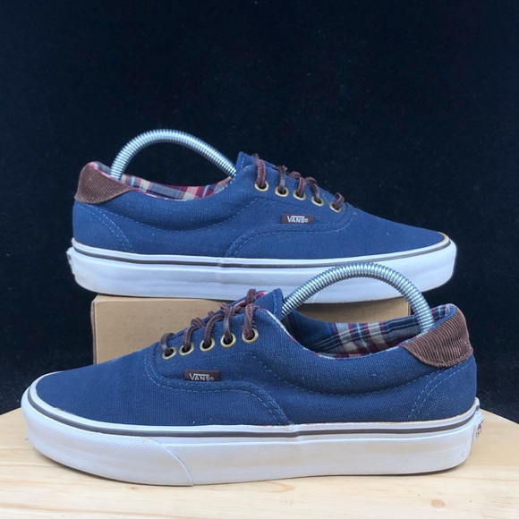 Vans Classic Blue Plaid Low Top Lace Up Mens Size 8 Skate Shoe - Picture 1 of 10